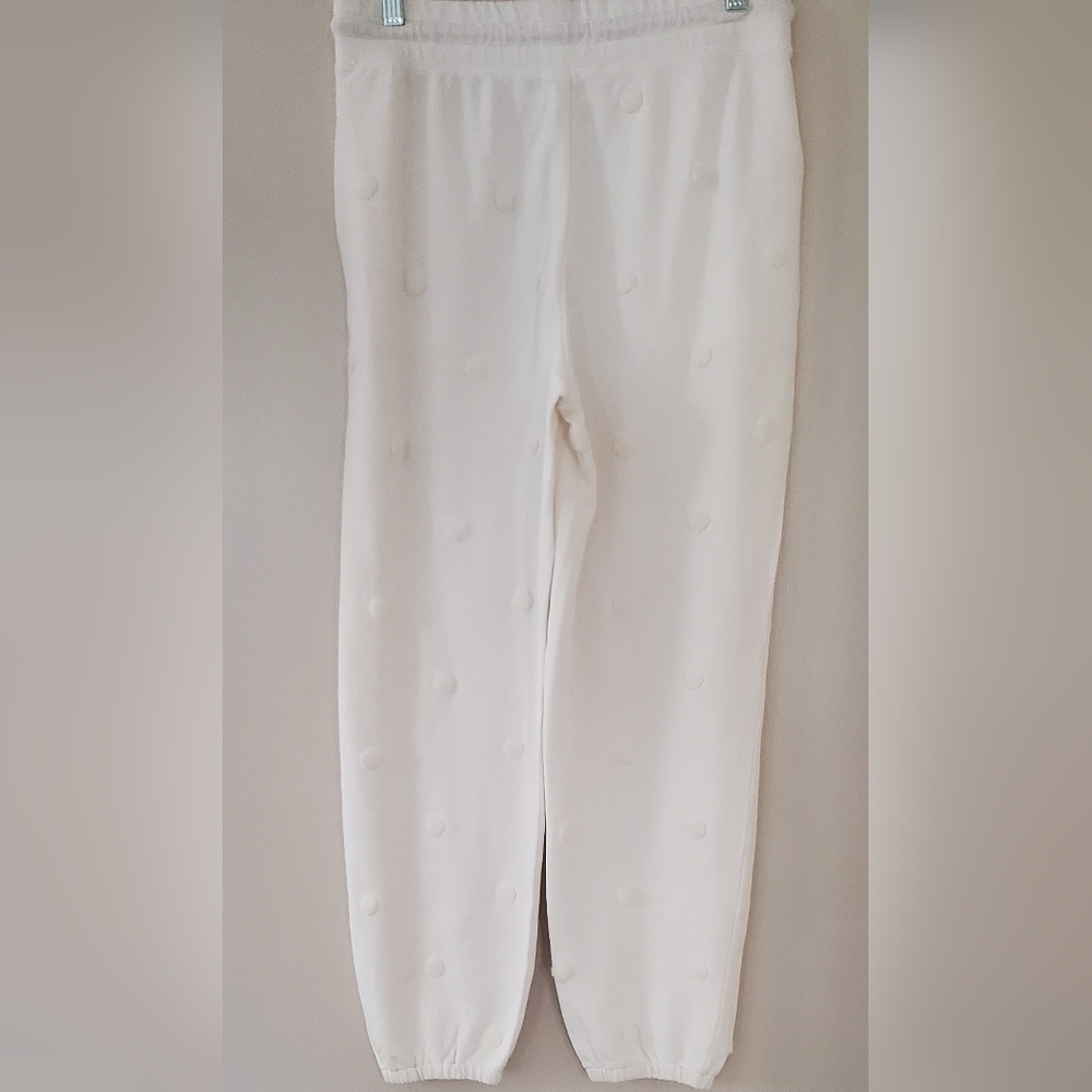Lou & Grey‎ Cream Polka Dot Embroidered jogger pants with pockets Size Medium - Picture 2 of 12